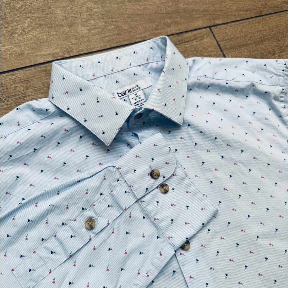 Bar III Slim Floral/Floret Button-down
